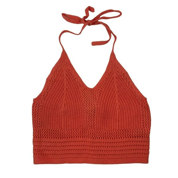 aerie Tops - NWT Aerie AEO Crochet Knit Halter Cropped Top Boho Festival Vacation Women’s M